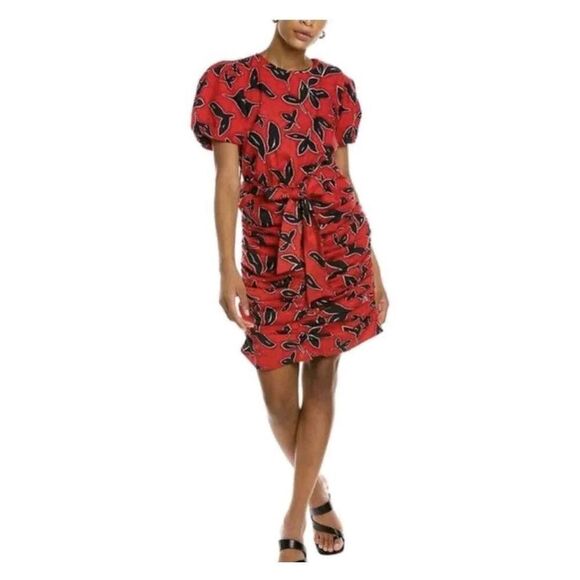 WALTER BAKER Farrah Ruched Mini Dress In Bold Persimmon Size XL - Picture 1 of 8